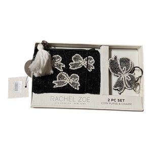 Rachel Zoe Beaded Bow Coin Purse & Charm 2-Piece Set NWT